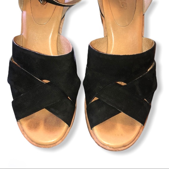 UGG Sandra Black Nubuck Block Sandal 6 - Picture 3 of 7